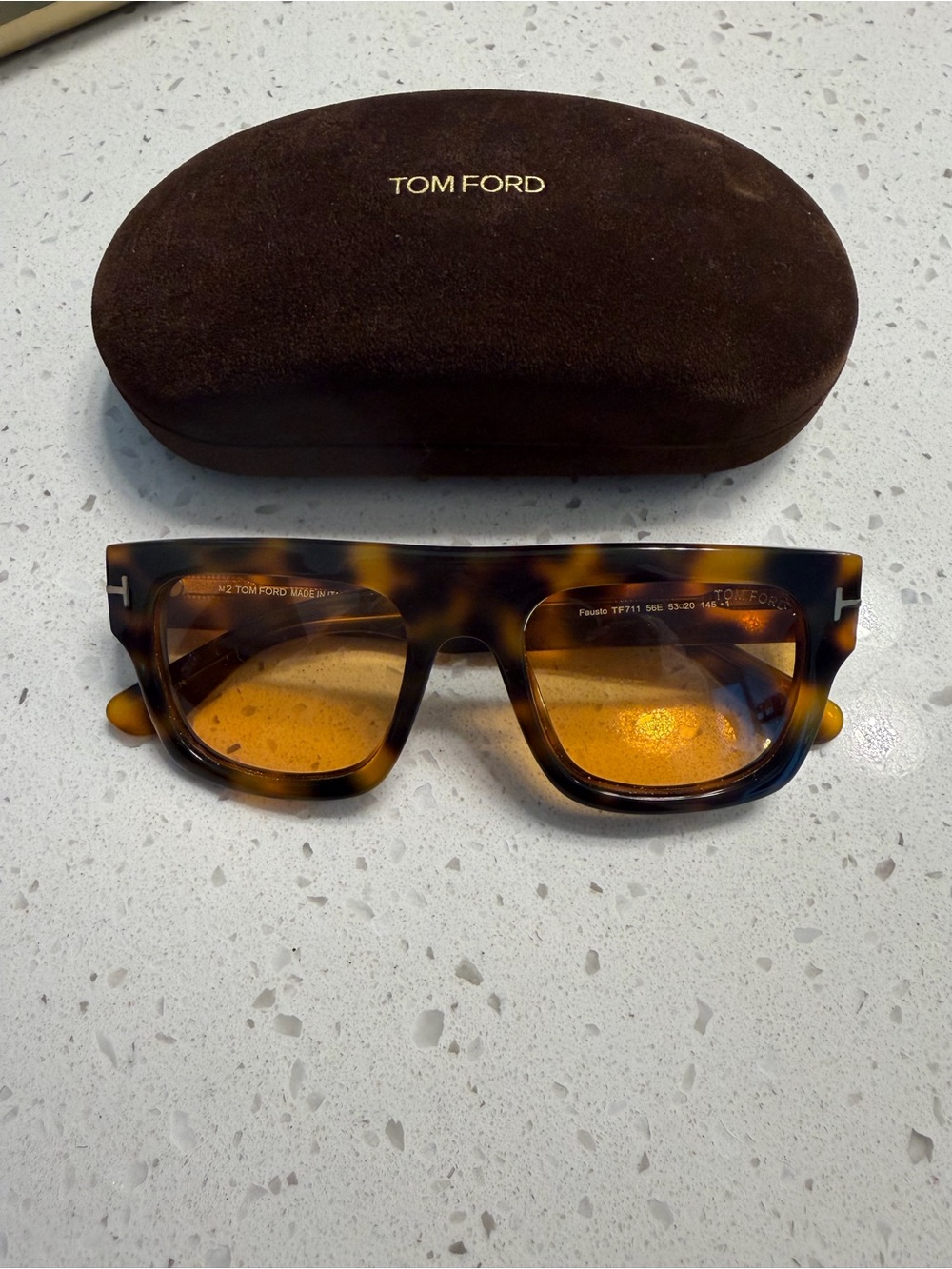 Tom Ford Tortoiseshell Frame Sunglasses with Amber Lenses